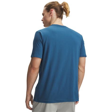 Męski t-shirt z nadrukiem Under Armour UA Armor Globe SS - niebieski ...