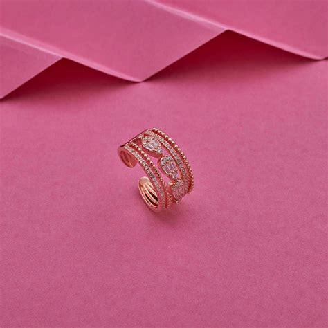 SILVER ROSE GOLD CUFF RING – Aira by Navrathan