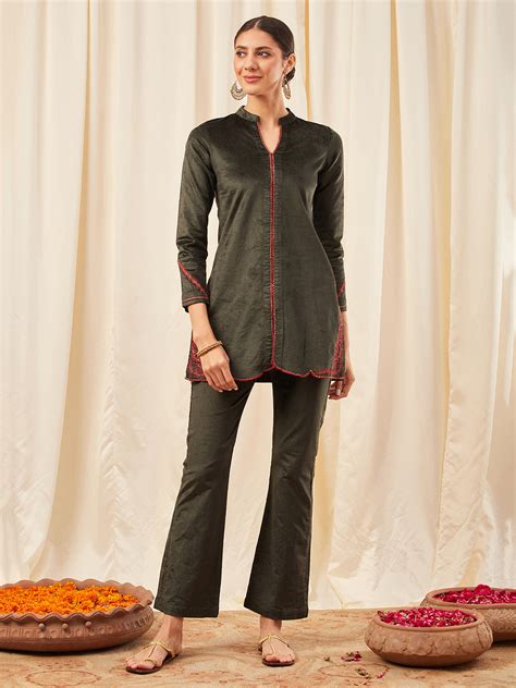 Pine Needle Velvet Co-ord Set