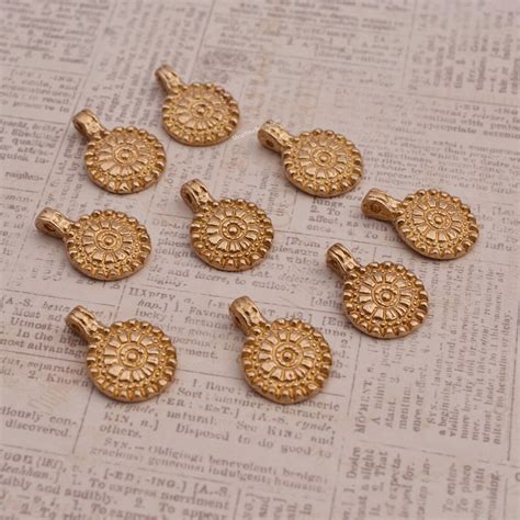 Ethnic Raw Brass Tribal Flower Charms| Floral Pendants