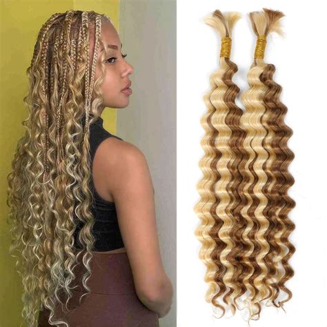 Amazon.com : DSEKCAIN P27/613 Human Braiding Hair Deep Wave Bulk Human ...