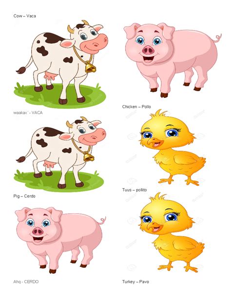 Animales ingles p - Lingüística en inglés - Cow – Vaca waakax ́ - VACA ...