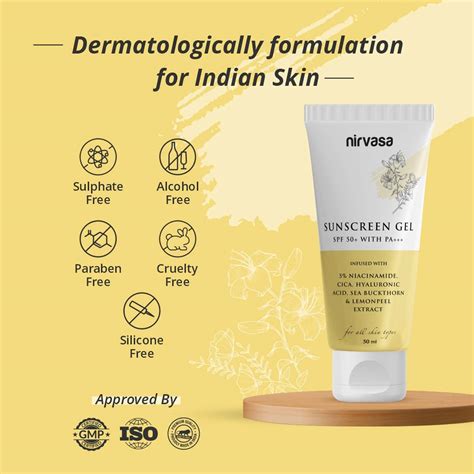 Buy NIRVASA SUNSCREEN GEL WITH NIACINAMIDE | LIGHTWEIGHT SPF 50+ PA ...