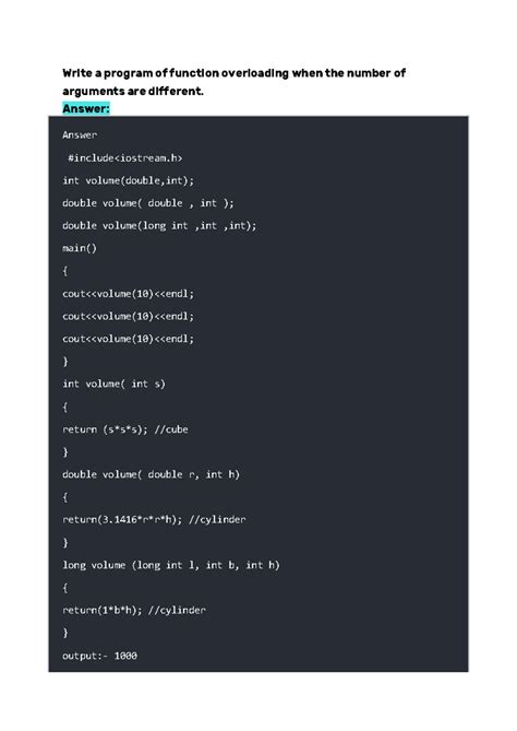 UINT 4 Assignment: C++ Function Overloading & Control Statements Notes ...