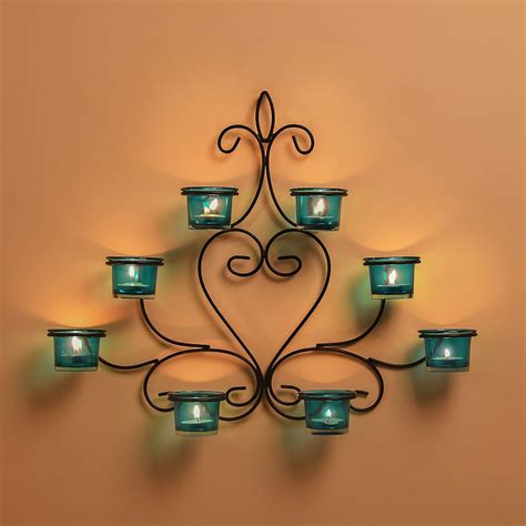 Homesake® 8-Votive Chic Black Iron Wall Sconce Candle Holder, Blue ...