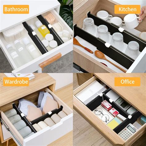 Buy Drawer Dividers Organizer 5 Pack, Adjustable Separators 4 High ...