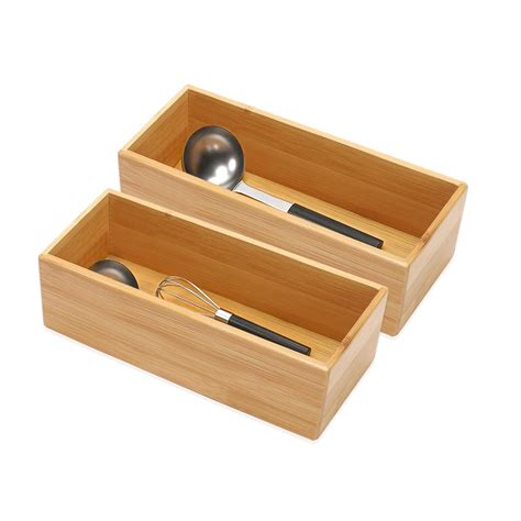 Anko Rectangular Bamboo organiser Drawer - Set of 2 | Kitchen Cutlery ...