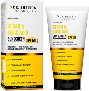 Dr. Sheth's Sunscreen - SPF 50 PA++++ Kesar & Kojic Acid Sunscreen SPF ...