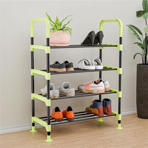 Kuber Industries Steel 4-Tier Stackable Shoe Storage Rack | Footwear ...