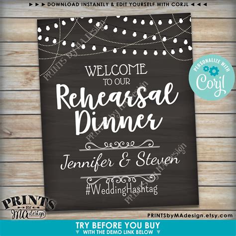 Rehearsal Dinner Sign Template