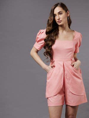 Buy Miss Chase Women's Rust Square Neck Pleated Cotton Solid Flap ...