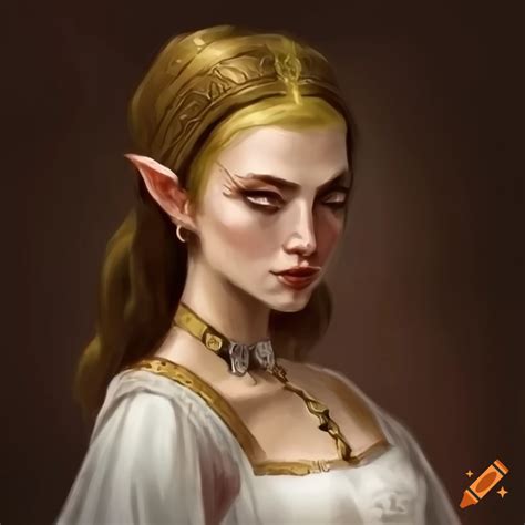 Renaissance painting of a female yuan-ti in white habit