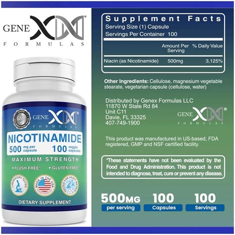 GenexFormulas Genex Formulas - Nicotinamide 500mg Vitamin B3 Flush ...