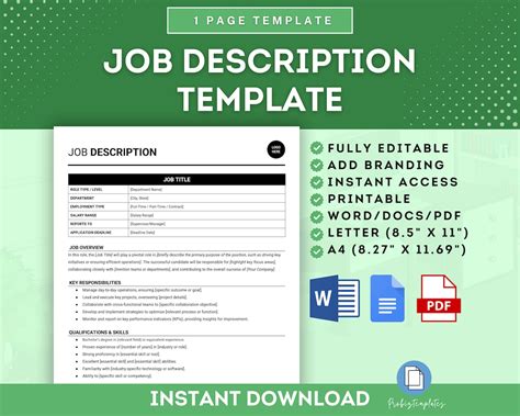 Image result for Job Description Form Template