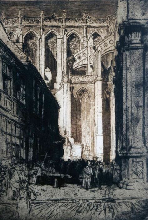 Church of St Walburgh, Furnes, etching on zinc, 1908, copyright of The ...