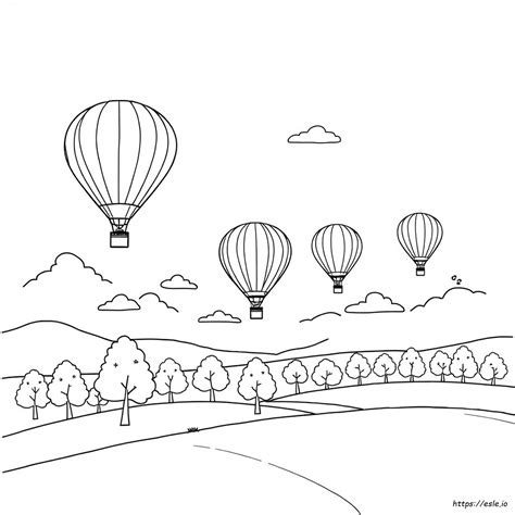 Hot Air Balloon Colouring Sheet