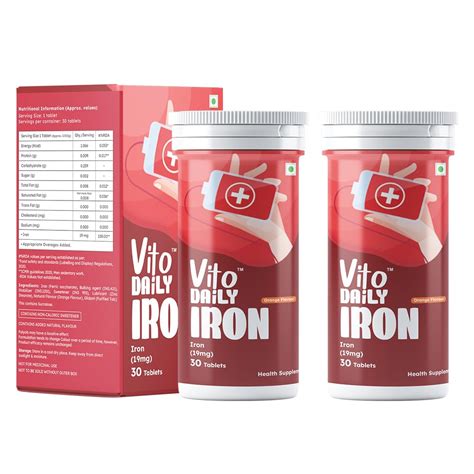 VITO Daily Iron 19 mg Fast dissolve daily dose, ideal for men & women ...