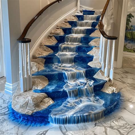 Fluid Grandeur: Unveiling Striking Epoxy Waterfall Staircases