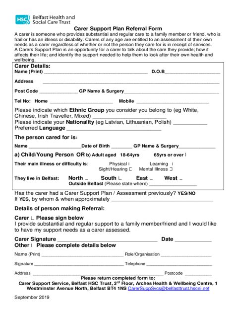 Fillable Online Carer Support Plan Referral Form Fax Email Print ...