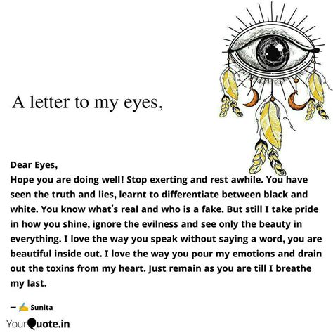 Dear Eyes, Hope you are ... | Quotes & Writings by Sunita Paul | YourQuote