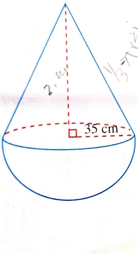 A solid consists of a cone and a hemisphere which share a common base ...