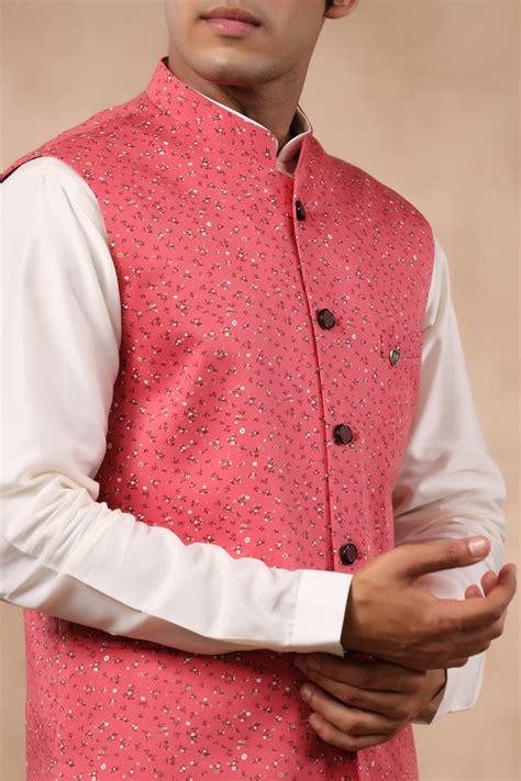 Buy Carrot Color Floral Printed Waist Coat For Men | Cityvibes