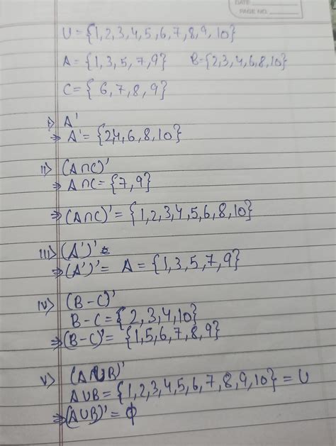 let V = {1,2,3,4,5,6,7,8,9,10} be the universal set A = {1,3,5,7,9}, B ...