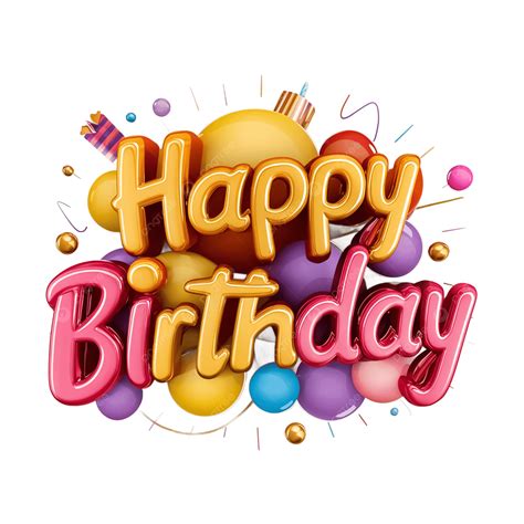 Colorful Balloon Happy Birthday Text With Festive Decorations, Happy ...