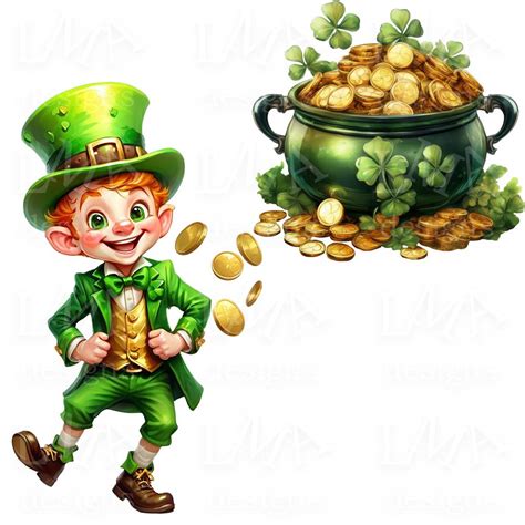 20 St. Patrick’s Day Leprechauns, Shamrocks, 4-leaf Clovers, Pot-o-gold ...