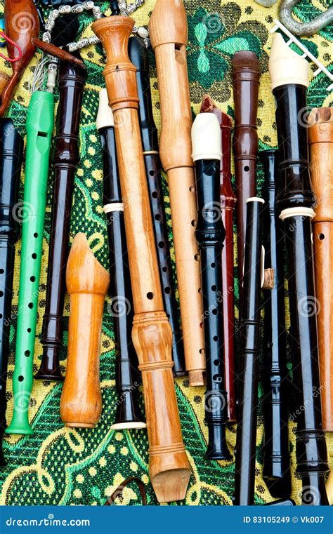 Flutes of Different Types on a Bright Background Stock Image - Image of ...