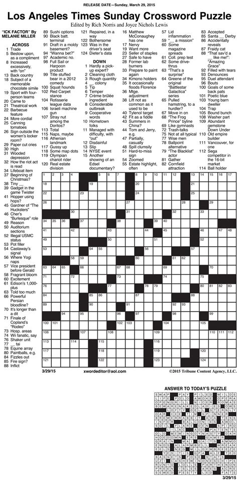 Free Sunday Premier Crossword Printable (Easy PDFs!) - Printables for ...