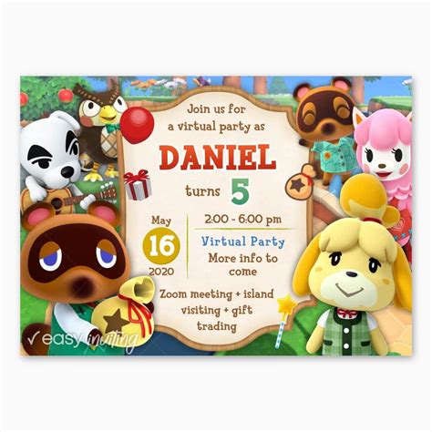 Animal Crossing New Horizons Birthday Invitation - Easy Inviting