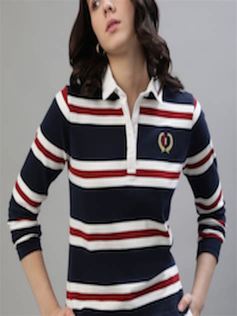 Buy Iconic Striped Polo Collar Pure Cotton T Shirt - Tshirts for Women ...