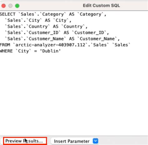 Step by Step Link Tableau to SQL Assistant Query 的图像结果
