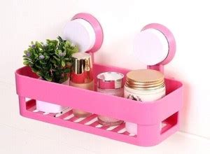 Luxula Suction Wall Shelf Rack Storage Organizer Shower Basket (Pink ...