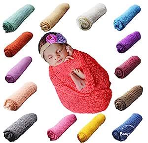 BabyMoon Baby Photography Props Stretchable Swaddle wrap- Pack of 8 ...
