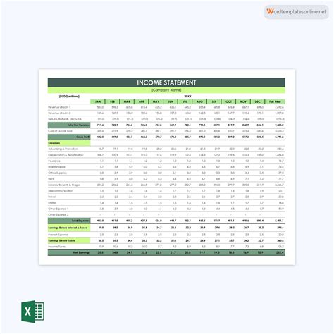 Free Income Statement Templates for Excel