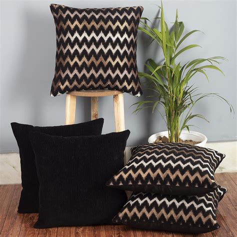 Buy Cazimo Jacquard Soft Velvet Rectangular Cushion Covers Set of 5 Pcs ...