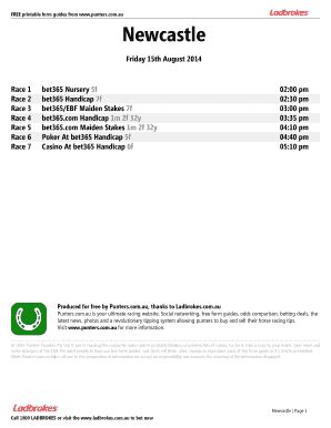 Fillable Online Newcastle Printable Form Guide - Friday 15th August ...