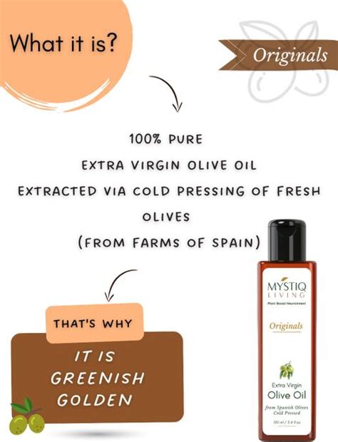 Mystiq Living Extra Virgin Olive Oil (Cold Pressed) For Skin, Hair and ...
