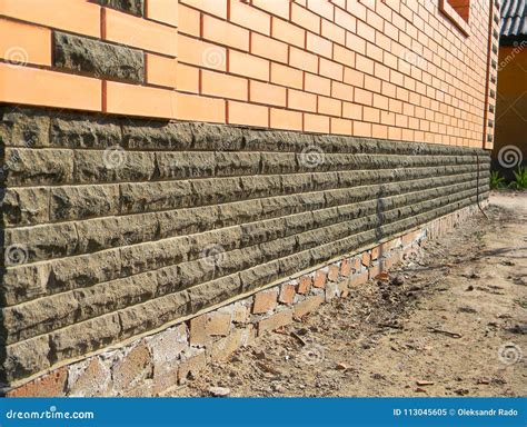 House Foundation Wall Repair Exterior. Stock Image - Image of concrete ...