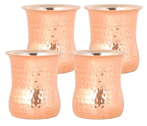 SHIV SHAKTI ARTS Copper Glass Inside Steel Hammered Finish Curve Shape