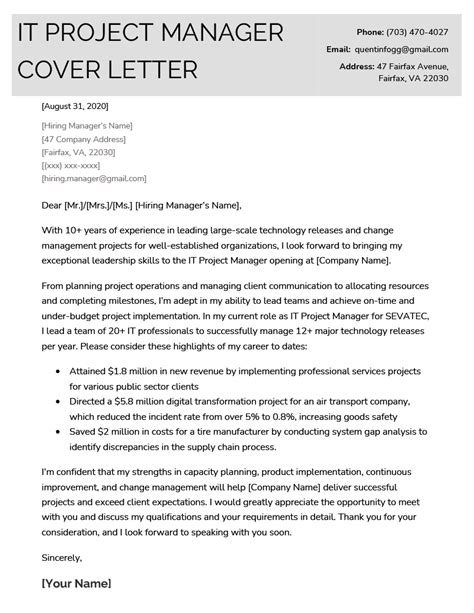 Information Technology Cover Letter 的图像结果