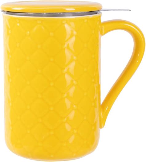 Amazon.com: Yachi Ceramic Tea Mug with Lid and Infuser,19 OZ Embossed ...
