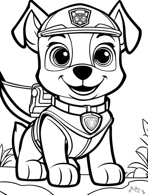 Paw patrol coloring page for kids | Premium AI-generated image