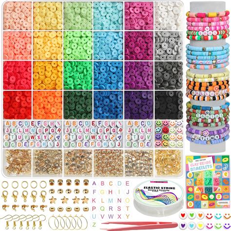 Amazon.com: YMSDZHL 6000+PCS Clay Beads Bracelet Making Kit,24 Color ...