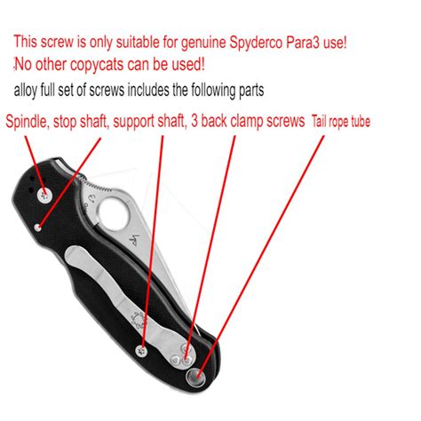 Spyderco Para 2 Full Set of Screws Titanium C81 Knife Parts