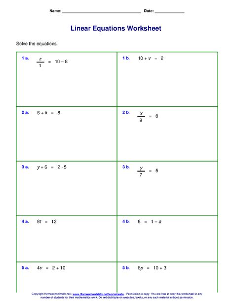 Image result for Linear Equations Practice Worksheet