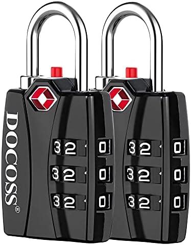 Docoss Metal TSA 3 Digit Number Lock for Bag, Luggage, Travel (Black ...
