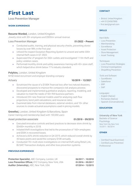 3 Loss Prevention CV Examples for 2026 | Resume Worded